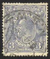 Australia Sc# 72b Used Perf 14 1929 3p Ultra KGV Perf 14 - Oblitérés