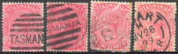 Australia Tasmania Sc# 60 Used Lot/4 1871-1876 1p Rose Victoria - Oblitérés