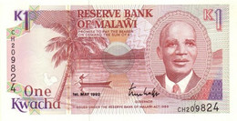 MALAWI 1 KWACHA 1992 P 23b UNC SC NUEVO - Malawi