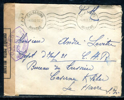 Enveloppe En FM De Cherbourg Pour Le Havre En 1940 Avec Contrôle Postal (CD  137) - F 80 - Oorlog 1939-45