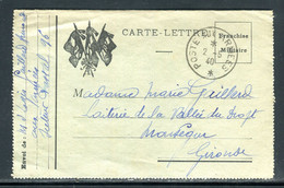 Carte Lettre En FM Du Sp 96 Pour Monségur En 1940  - F 85 - WW II