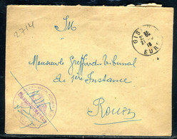 Cachet De L'Hôpital Auxiliaire 25 Sur Enveloppe En Fm De Gisors Pour Rouen En 1918- F 111 - Guerra Del 1914-18