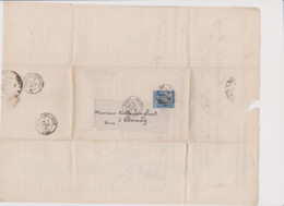 LAC TIMBRE TYPE SAGE 15c BLEU PERFORE CER  DEPART ROUEN Pour  BERNAY  (EURE)   1883 - Covers & Documents