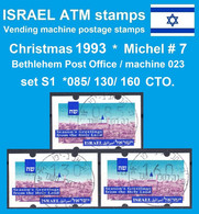 Israel ATM Christmas 1993 * Michel 7 * 023 * Set 85 / 130 / 160 CTO / Frama Etiquetas Klussendorf Automatenmarken Doar - Vignettes D'affranchissement (Frama)