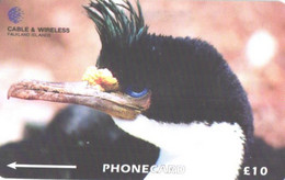 Falkland Islands:Used Phonecard, Cable & Wireless, 10£, Bird, King Cormorant, Phalacrocorax Atriceps Albiventer - Islas Malvinas