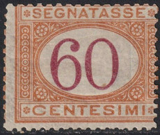 1870/74 - Segnatasse I^ Em. 60 C. Ocra E Carminio Nuovo Raro Periziato - Sassone N.10 - Postage Due