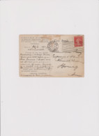 CARTE POSTALE LIBRAIRIE HACHETTE PARIS TIMBRE SEMEUSE PERFORE LH 1927 - Cartas & Documentos