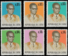 826/831** - ZAÏRE - Général / Generaal Mobutu - Type 1972 - Unused Stamps