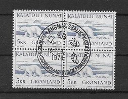 Grönland 1976 Eisbär Mi.Nr. 96 4er Block Gestempelt - Usados