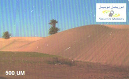 Mauritania:Used Phonecard, Mauritel Mobiles, 500 UM, Desert - Mauritania