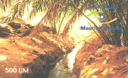 Mauritania:Used Phonecard, Mauritel Mobiles, 500 UM, River And Trees - Mauritanien