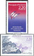 Andorra - Französische Post 397,398 (kompl.Ausg.) Postfrisch 1989 Revolution, Tourismus - Postzegelboekjes