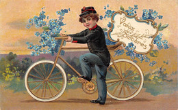 ¤¤   -   Cartes Fantaisies Gauffré    -  Un Garçon Sur Un Vélos   -  Bicyclette   -   Voeux Sincères   -   ¤¤ - Other & Unclassified