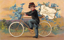 ¤¤   -   Cartes Fantaisies Gauffré    -  Un Garçon Sur Un Vélos   -  Bicyclette   -   Voeux Sincères   -   ¤¤ - Otros & Sin Clasificación