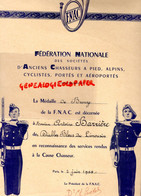 87-LIMOGES- DIPLOME FNAC-ANCIENS CHASSEURS A PIED ALPINS CYCLISTES ANTOINE BARRIERE -DIABLES BLEUS LIMOUSIN-1968-LAJOUX - Diploma's En Schoolrapporten