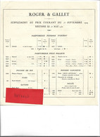 Tarif 1/2 Format 1929 / 75010 PARIS / Parfumerie ROGER & GALLET - Droguerie & Parfumerie