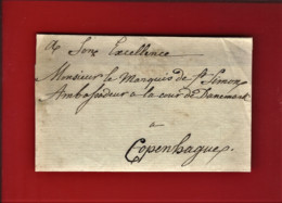 Circa 1820  PARTIE DE LETTRE Son Excellence Marquis De St Simon AMBASSADEUR à La Cour Du Danemark Copenhague - Documents Historiques