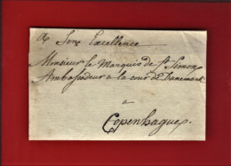 Circa 1820  PARTIE DE LETTRE Son Excellence Marquis De St Simon AMBASSADEUR à La Cour Du Danemark Copenhague - Historische Dokumente