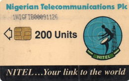 NIGERIA - CHIP CARD - EARTH STATION 200 UNITS - 1NIGFIB (NOT PERFECT - CORNER RIGHT BIT BENDED) - Nigeria