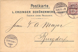 Suisse Schweiz SO Carte Précurseur Privée De La Fabrique Produits Chimiques Erzinger à Schönenwerd Circulé En 1895 - Schönenwerd