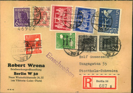 1948, Auslands-Doppel-R-Brief In 10-fach Ausgabenmischfrankatur Mit 5 Mark Taube Ab "BERLIN 30 4.7.482 - Storia Postale