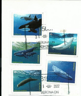 CANADA 2022 Endangered Whales 5v COMPLETE SET SELF ADESIVE On Paper TOPIC MARINE MAMMALS BALENE BALEINES BALLENAS - Gebraucht