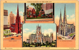 New York City Famous Churches Multi View Curteich - Églises