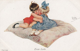 Chicky Sparks Artist Image 'erste Liebe' First Love Child Romance Theme C1900s/10s Vintage Postcard - Spark, Chicky