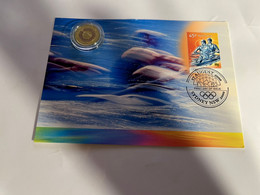 (3 Oø 10 A) Australian Olympic Rowing 2000 MAXICARD With Olympic Coin Courage $ 2.00 (red Circle) - 2 Dollars