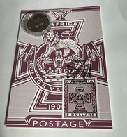 (3 Oø 10 A) Australian Military Medal $ 5.00 (scarce) Stamp On MAXICARD With 20-cents United Nations Coin - 20 Cents