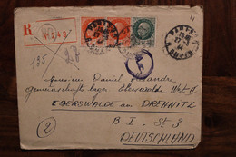 Allemagne France 1944 Eberswalde LAGER Censure Ac Enveloppe Cover Reich STO Petain Recommandé Registered - WW II