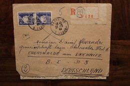 Allemagne France 1944 Eberswalde LAGER Censure OKW Enveloppe Cover Reich STO Petain Recommandé Registered - WW II
