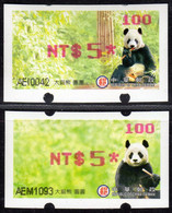 2010 Automatenmarken China Taiwan Panda Bear MiNr.23 + 24 Pink Nr.100 ATM NT$5 Xx Innovision Kiosk Etiquetas Frama - Distribuidores