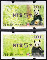 2010 Automatenmarken China Taiwan Panda Bear MiNr.23 + 24 Blue Nr.101 ATM NT$5 Xx Innovision Kiosk Etiquetas Frama - Automaten