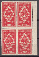 Brazil Brasil 1933 Mi#391 MNG Piece Of 4, Error - "Fucaristico" On Second Stamp - Neufs