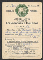 Portugal Timbre Fiscal Fixe 40$ Licence De Briquet + Assistência 1958 Stamped Revenue Lighter License - Storia Postale