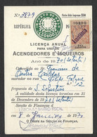 Portugal Timbre Fiscal Fixe 50$ Licence De Briquet + Assistência 1970 Stamped Revenue Lighter License - Cartas & Documentos