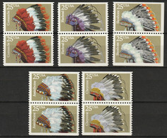 USA 1990 Indian Headdresses - Pairs - Scott No. 2501-2505 Postfris MNH** - Ungebraucht