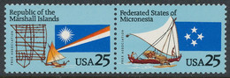 USA 1990 Micronesia & Marshall Islands -pair -Scott No. 2506-2507a Postfris MNH** - Ungebraucht