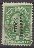 USA 1918 Documentary Stamps With Overprint Stock Transfer 1 Dollar Green RD12 (*) - Fiscale Zegels