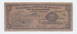 EL SALVADOR - SCARCE 2 COLONES NOTE P-101 1962/67 - VG - Salvador