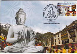 BUDDHISM- DRUKPA LINEAGE OF BUDDHA- PPC-W ITH PICTORIAL CANCEL-- INDIA-2014- ONLY 150 ISSUED- SCARCE-MNH-BX4-7 - Buddhism