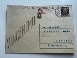 ITALY WWII 1943 Stationary With Stamp Montenero D' Idria / CRNI VRH  -> Lubiana (No 2057) - Ljubljana