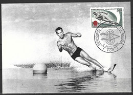 FRANCE. N°1395 De 1963 Sur Carte Maximum. Ski Nautique. - Sci Nautico