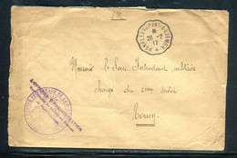 Cachet Militaire De Pont Audemer Sur Enveloppe En FM Pour Rouen En 1917, Oblitération Ambulant - F 117 - Oorlog 1914-18