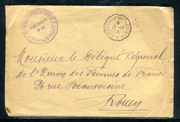 Cachet De L'Hôpital Auxiliaire 109 De St Germain Village Sur Enveloppe En FM Pour Rouen En 1916, Obli. Ambulant - F 118 - Guerre De 1914-18
