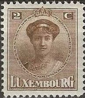 LUXEMBOURG 1921 Grand Duchess Charlotte - 2c. - Brown MH - 1921-27 Charlotte Frontansicht