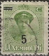 LUXEMBOURG 1925 Grand Duchess Charlotte Surcharged - 5 On 10c. - Green FU - 1921-27 Charlotte De Frente