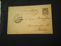: Auslandspostkarte 10 C.Paris - Berlin. 1892 - Karten/Antwortumschläge T