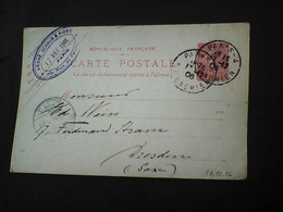 : Auslandspostkarte 5 C.Paris - Dresden 1906 - Cartes/Enveloppes Réponse T